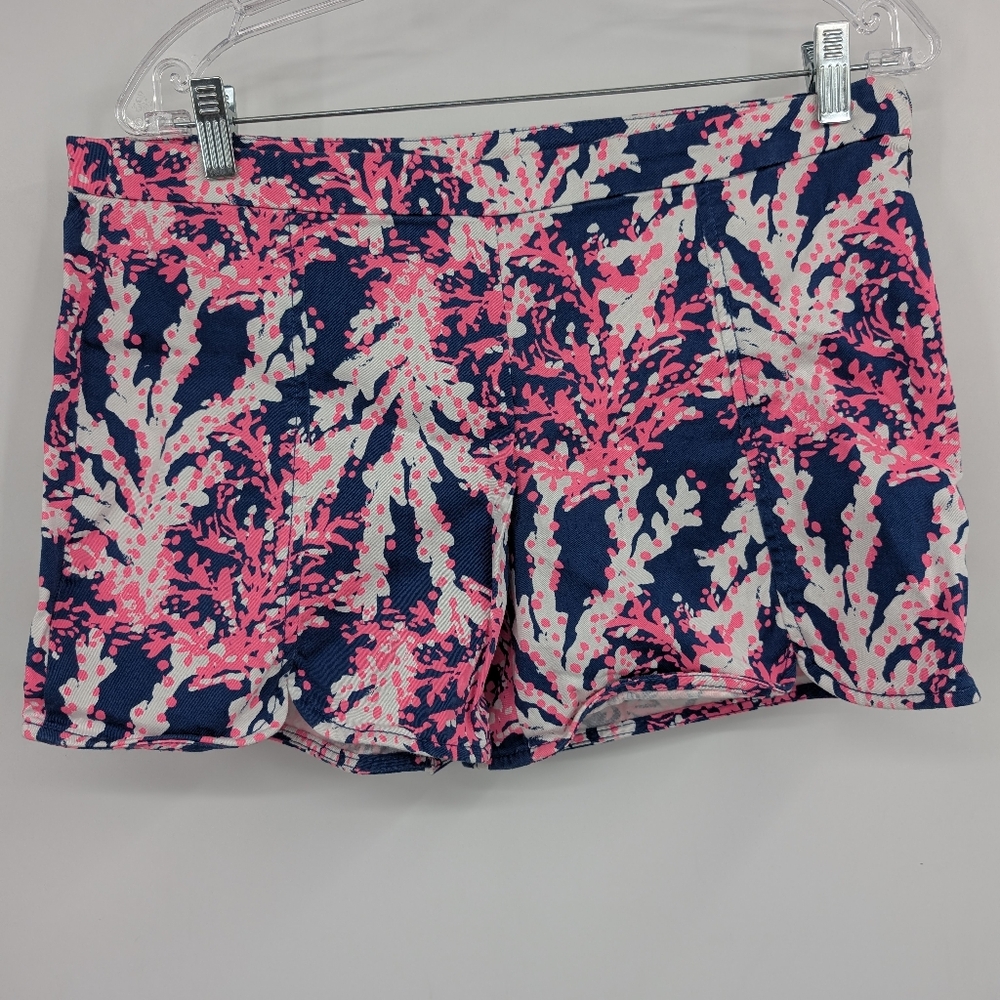 Lilly Pulitzer Hazelle Stretch Shorts size 8 Coral Pink Blue Navy Beyond Sea